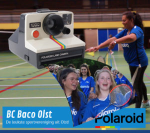 polaroid camera met badmintonclub BC Baco Olst